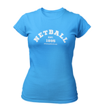 'Netball Varsity' Fitness Women's Colour T-Shirt-Clothing-Netball Gifts-XS-Sapphire Blue-Netball Gifts and Clothing