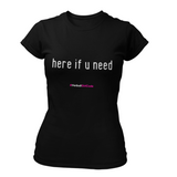 'Here if U Need' Fitness Women's T-Shirt in Plus Sizes-Clothing-Netball Gifts-UK 20-Black-Netball Gifts and Clothing