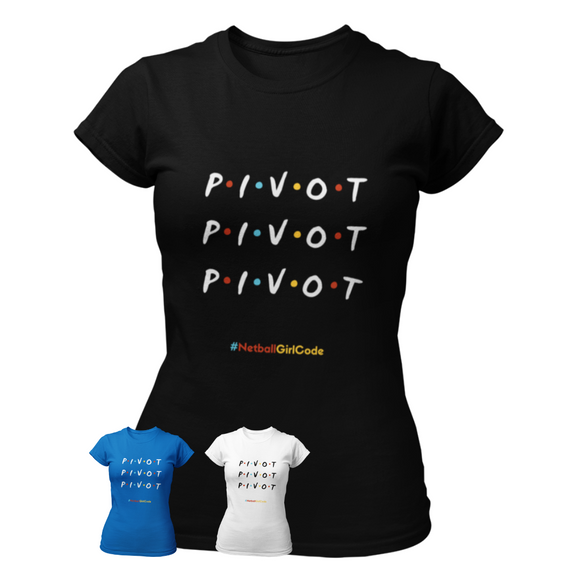 'Pivot Pivot Pivot' Fitness Women's T-Shirt in Plus Sizes-Clothing-Netball Gifts-Netball Gifts and Clothing