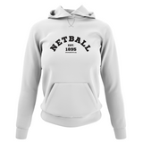 'Netball Varsity' College Hoodie in Plus Sizes-Clothing-Netball Gifts-UK 20-Arctic White-Netball Gifts and Clothing