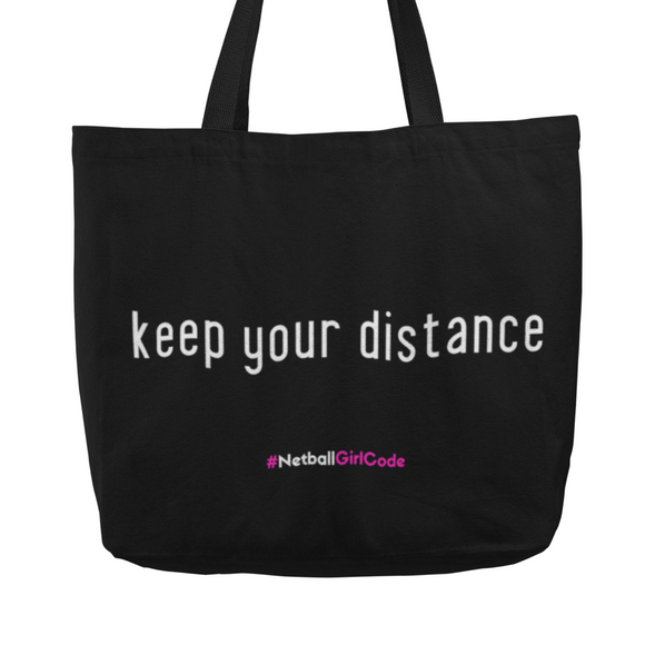 'Keep your Distance' Netball Shopping Tote Bag-Bags-Netball Gifts-Black-Netball Gifts and Clothing