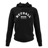 'Netball Mum' College Hoodie-Clothing-Netball Gifts-XS-Black-Netball Gifts and Clothing