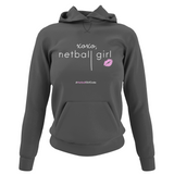 'xoxo Netball Girl' College Hoodie in Plus Sizes-Clothing-Netball Gifts-UK 20-Charcoal Grey-Netball Gifts and Clothing