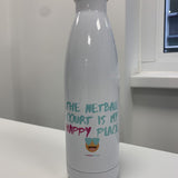 'The Netball Court is my Happy Place Emoji' Netball Water Bottle 500ml-Water Bottles-Netball Gifts-Netball Gifts and Clothing