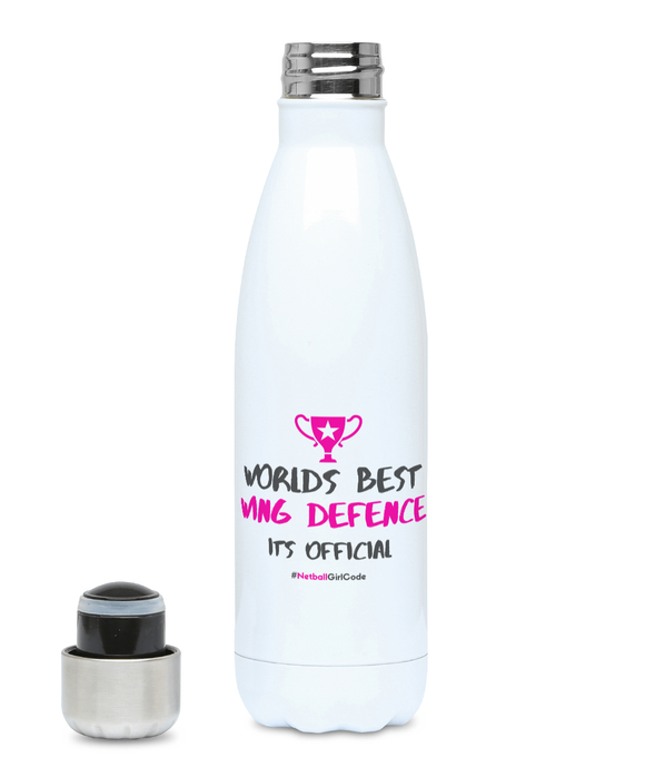 'World's Best Wing Defence' Netball Water Bottle 500ml