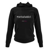 'Netball Addict' Netball College Hoodie-Clothing-Netball Gifts-XS-Black-Netball Gifts and Clothing