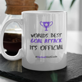 'World's Best Goal Attack' 11oz Ceramic Netball Mug-Mugs & Drinkware-Netball Gifts-Netball Gifts and Clothing