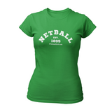 'Netball Varsity' Fitness Women's Colour T-Shirt-Clothing-Netball Gifts-XS-Green-Netball Gifts and Clothing