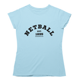 'Netball Varsity' Women's T-Shirt-Clothing-Netball Gifts-S-Sky Blue-Netball Gifts and Clothing