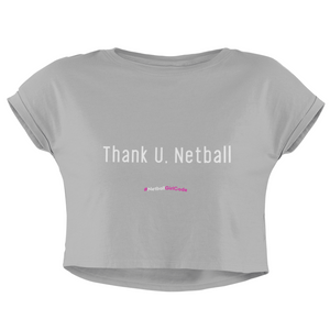 'Thank U, Netball' Women's Crop T-Shirt-Clothing-Netball Gifts-Netball Gifts and Clothing