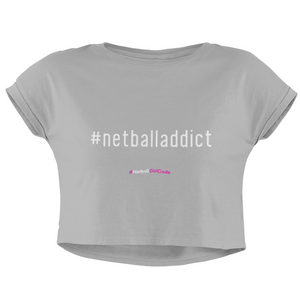 'Netball Addict' Women's Crop T-Shirt-Clothing-Netball Gifts-Netball Gifts and Clothing