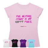 'The Netball Court is my Happy Place' Kids T-Shirt-Clothing-Netball Gifts-Netball Gifts and Clothing