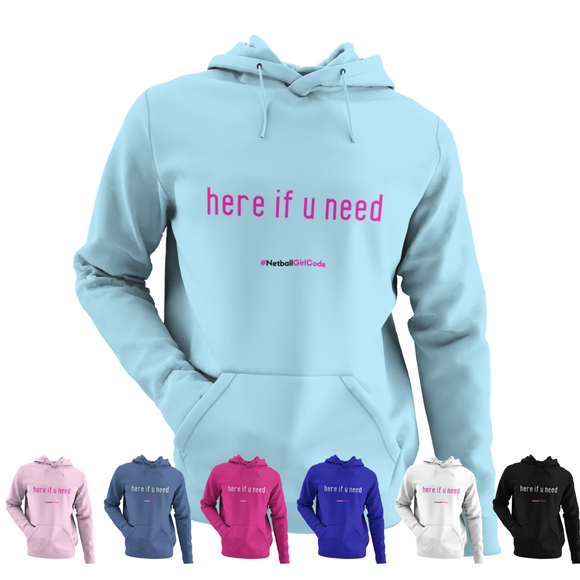 'Here if U Need' Kids Netball Hoodie-Clothing-Netball Gifts-Netball Gifts and Clothing