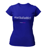 'Netball Addict' Fitness Women's T-Shirt in Plus Sizes-Clothing-Netball Gifts-UK 20-Royal Blue-Netball Gifts and Clothing