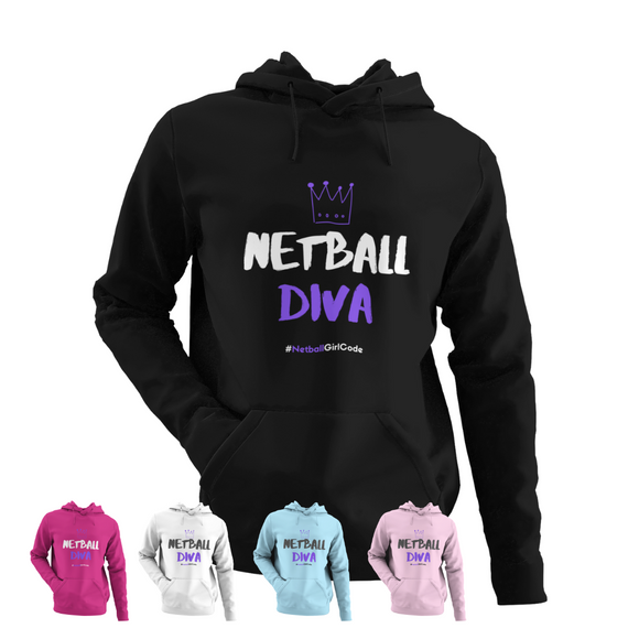 'Netball Diva' Kids Hoodie-Clothing-Netball Gifts-Netball Gifts and Clothing