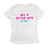 'Life is Better with Goals' Kids Performance Netball T-Shirt-Clothing-Netball Gifts-3-4-White-Netball Gifts and Clothing
