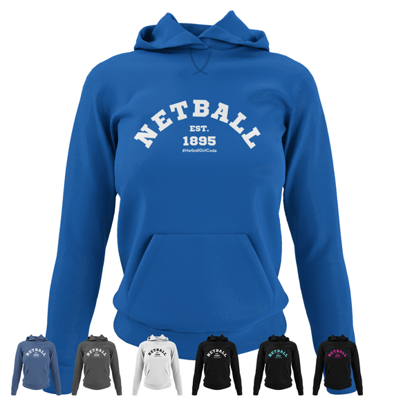 'Netball Varsity' College Hoodie in Plus Sizes-Clothing-Netball Gifts-Netball Gifts and Clothing