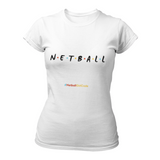 'Netball Friends' Fitness Women's T-Shirt in Plus Sizes-Clothing-Netball Gifts-UK 20-White-Netball Gifts and Clothing