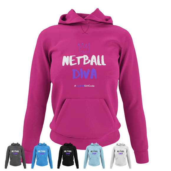 'Netball Diva' Netball College Hoodie-Clothing-Netball Gifts-Netball Gifts and Clothing