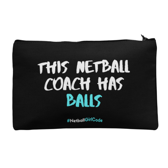 'This Netball Coach has Balls' Accessories Bag-Bags-Netball Gifts-Black-S-Netball Gifts and Clothing