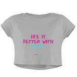 'Life is Better with Goals' Women's Crop T-Shirt-Clothing-Netball Gifts-XS-Heather Grey-Netball Gifts and Clothing