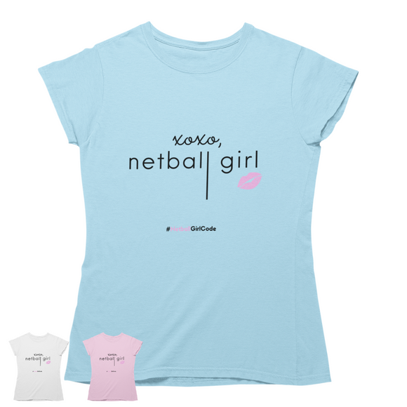 'xoxo Netball Girl' Women's T-Shirt-Clothing-Netball Gifts-Netball Gifts and Clothing
