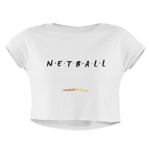 'Netball Friends' Women's Crop T-Shirt-Clothing-Netball Gifts-Netball Gifts and Clothing