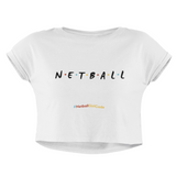 'Netball Friends' Women's Crop T-Shirt-Clothing-Netball Gifts-XS-White-Netball Gifts and Clothing