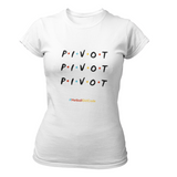 'Pivot Pivot Pivot' Fitness Women's T-Shirt in Plus Sizes-Clothing-Netball Gifts-UK 20-White-Netball Gifts and Clothing