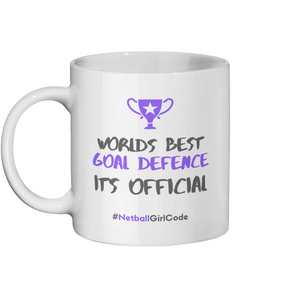 'World's Best Goal Defence' 11oz Ceramic Netball Mug-Mugs & Drinkware-Netball Gifts-Netball Gifts and Clothing