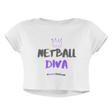 'Netball Diva' Women's Crop T-Shirt-Clothing-Netball Gifts-XS-White-Netball Gifts and Clothing