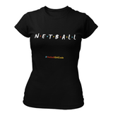 'Netball Friends' Fitness Women's T-Shirt in Plus Sizes-Clothing-Netball Gifts-UK 20-Black-Netball Gifts and Clothing