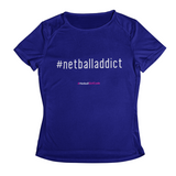'Netball Addict' Kids Performance Netball T-Shirt-Clothing-Netball Gifts-3-4-Royal Blue-Netball Gifts and Clothing