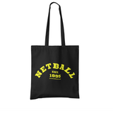 'Netball Varsity' Shoulder Tote Bag-Bags-Netball Gifts-Yellow Writing-Netball Gifts and Clothing