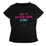 'Life is Better with Goals' Kids Performance Netball T-Shirt-Clothing-Netball Gifts-3-4-Black-Netball Gifts and Clothing