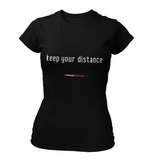 'Keep Your Distance' Fitness Women's T-Shirt-Clothing-Netball Gifts-XS-Black-Netball Gifts and Clothing