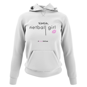 'xoxo Netball Girl' Light College Hoodie-Clothing-Netball Gifts-Netball Gifts and Clothing