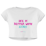'Life is Better with Goals' Women's Crop T-Shirt-Clothing-Netball Gifts-XS-White-Netball Gifts and Clothing