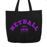 'Varsity Netball' Shopping Tote Bag-Bags-Netball Gifts-Purple and Black-Netball Gifts and Clothing