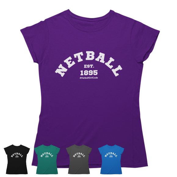 'Netball Varsity' Women's T-Shirt Dark-Clothing-Netball Gifts-Netball Gifts and Clothing