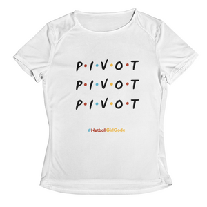 'Pivot Pivot Pivot' Kids Performance Netball T-Shirt-Clothing-Netball Gifts-Netball Gifts and Clothing