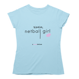 'xoxo Netball Girl' Women's T-Shirt-Clothing-Netball Gifts-S-Sky Blue-Netball Gifts and Clothing