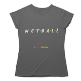 'Netball Friends' Women's T-Shirt-Clothing-Netball Gifts-S-Charcoal Grey-Netball Gifts and Clothing