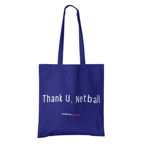 'Thank U, Netball' Shoulder Tote Bag-Bags-Netball Gifts-Royal Blue-Netball Gifts and Clothing
