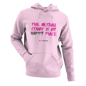 'Netball Court is my Happy Place' Kids Hoodie-Clothing-Netball Gifts-Netball Gifts and Clothing