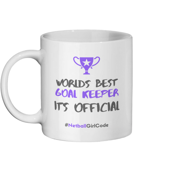 'World's Best Goal Keeper' 11oz Ceramic Netball Mug-Mugs & Drinkware-Netball Gifts-Netball Gifts and Clothing