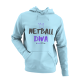 'Netball Diva' Kids Hoodie-Clothing-Netball Gifts-Sky Blue-Age 3-4-Netball Gifts and Clothing