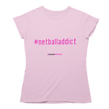 'Netball Addict' Women's T-Shirt-Clothing-Netball Gifts-S-Light Pink-Netball Gifts and Clothing