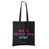 'Life is Better with Goals' Shoulder Tote Bag-Bags-Netball Gifts-Black-Netball Gifts and Clothing