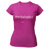 'Netball Addict' Fitness Women's T-Shirt in Plus Sizes-Clothing-Netball Gifts-UK 20-Hot Pink-Netball Gifts and Clothing